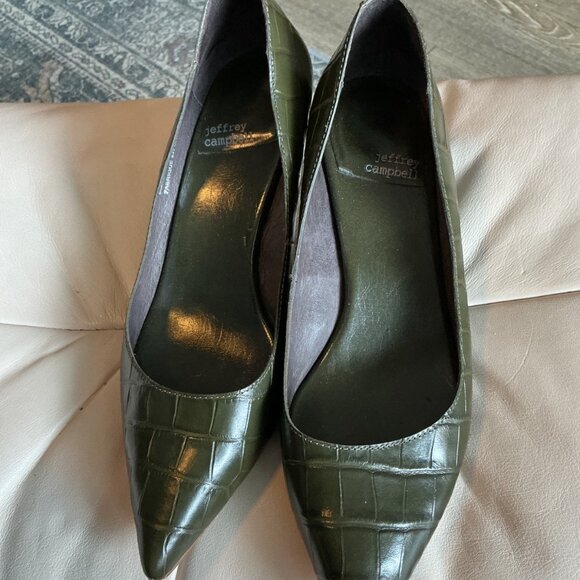 Jeffrey Campbell Shoes - Jeffrey Campbell Olive Green Croc Toten Kitten Heels